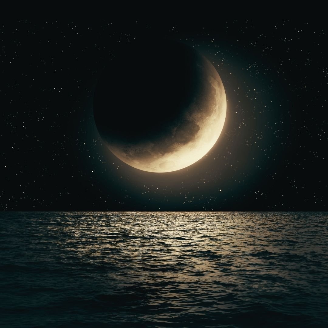 New Moon over the ocean