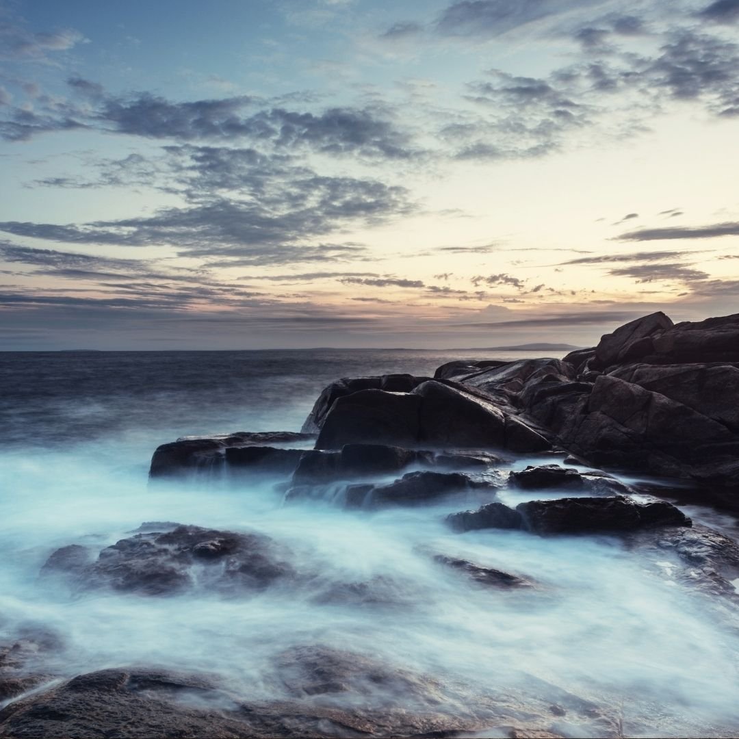sunrise ocean rocks