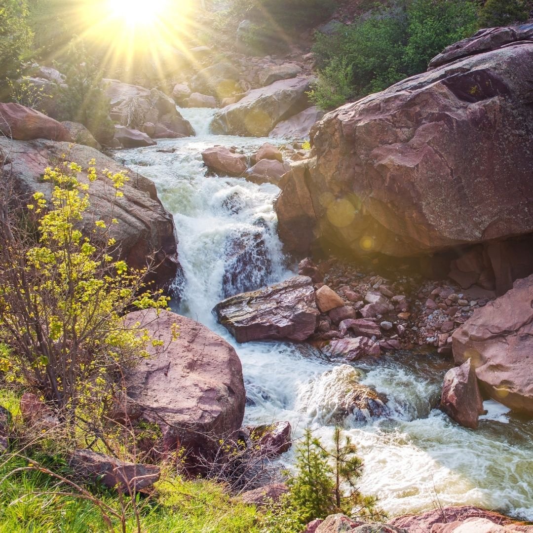 water flowing over rocks