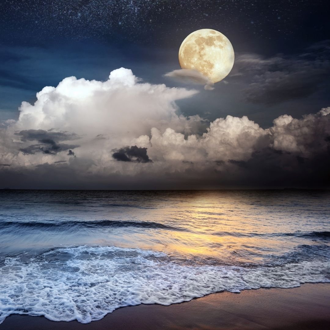 Full moon over the ocean