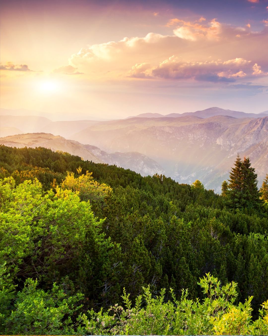 sun over mountains