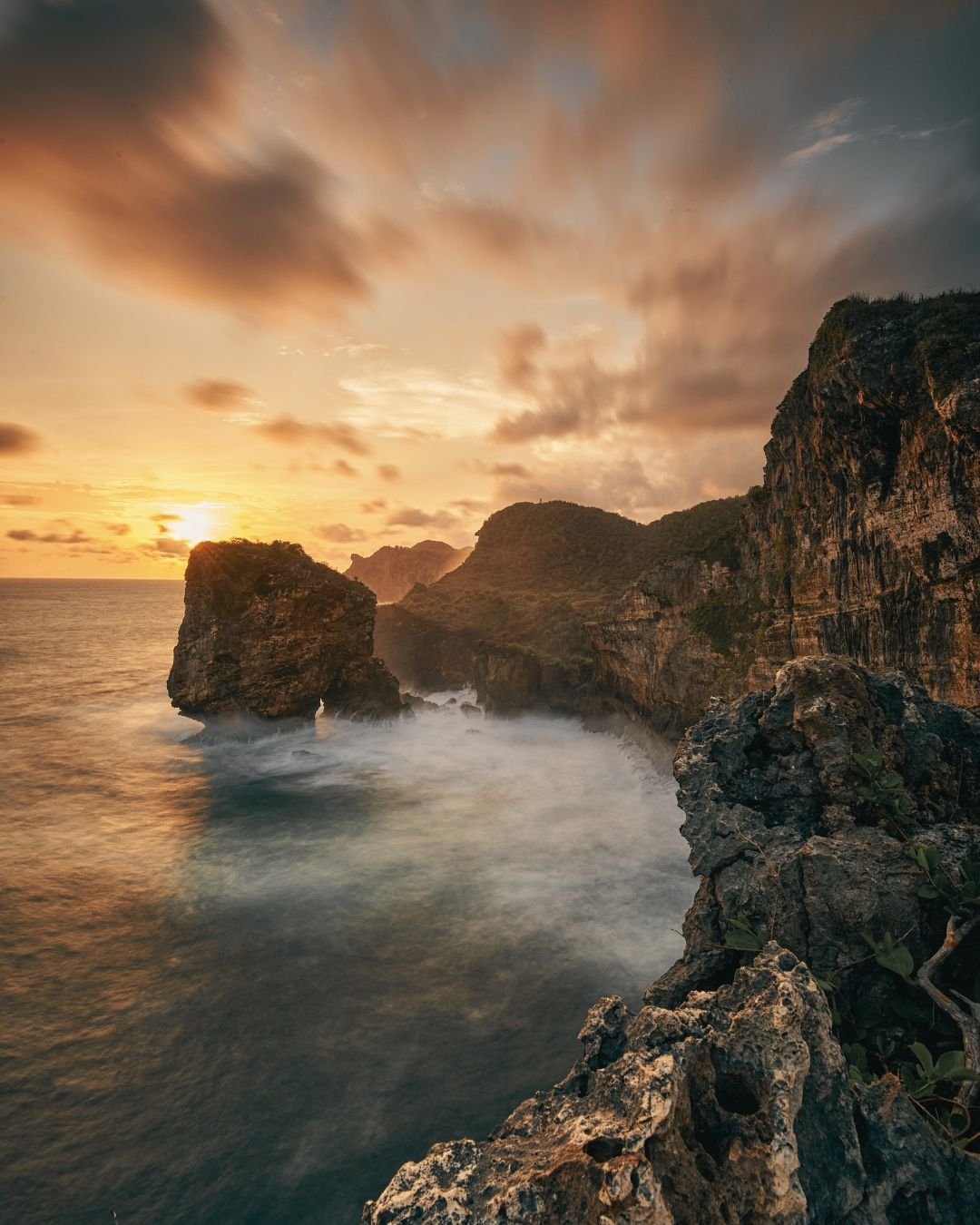 sunset over rocks