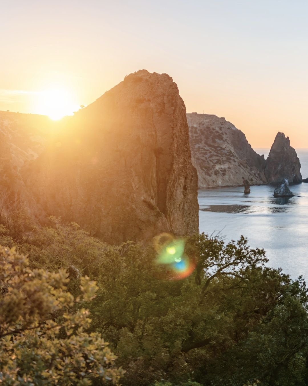 Sun over rock