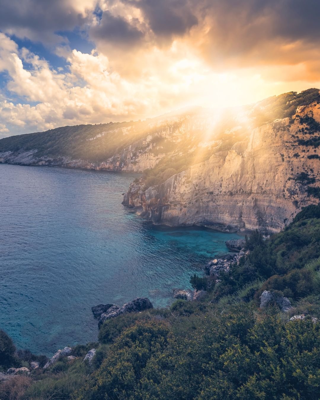 Sunlight over cliff