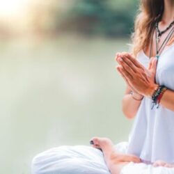woman with meditation hands