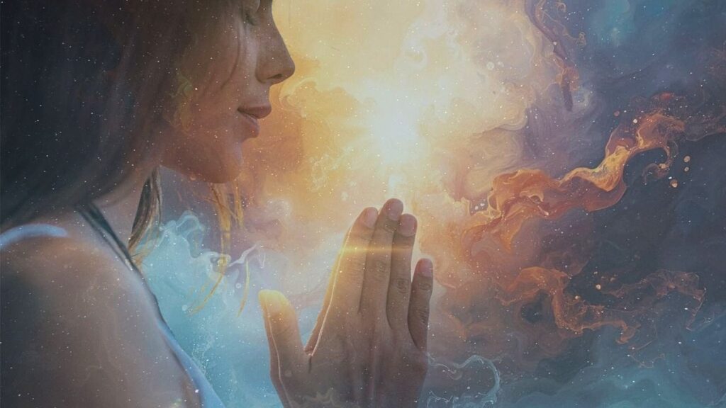 woman with prayer hands