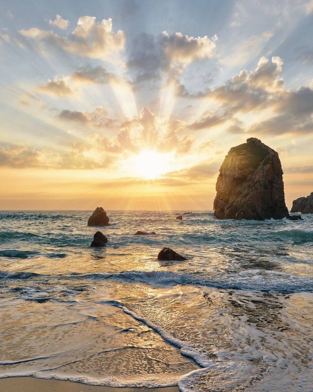 sun and ocean rock