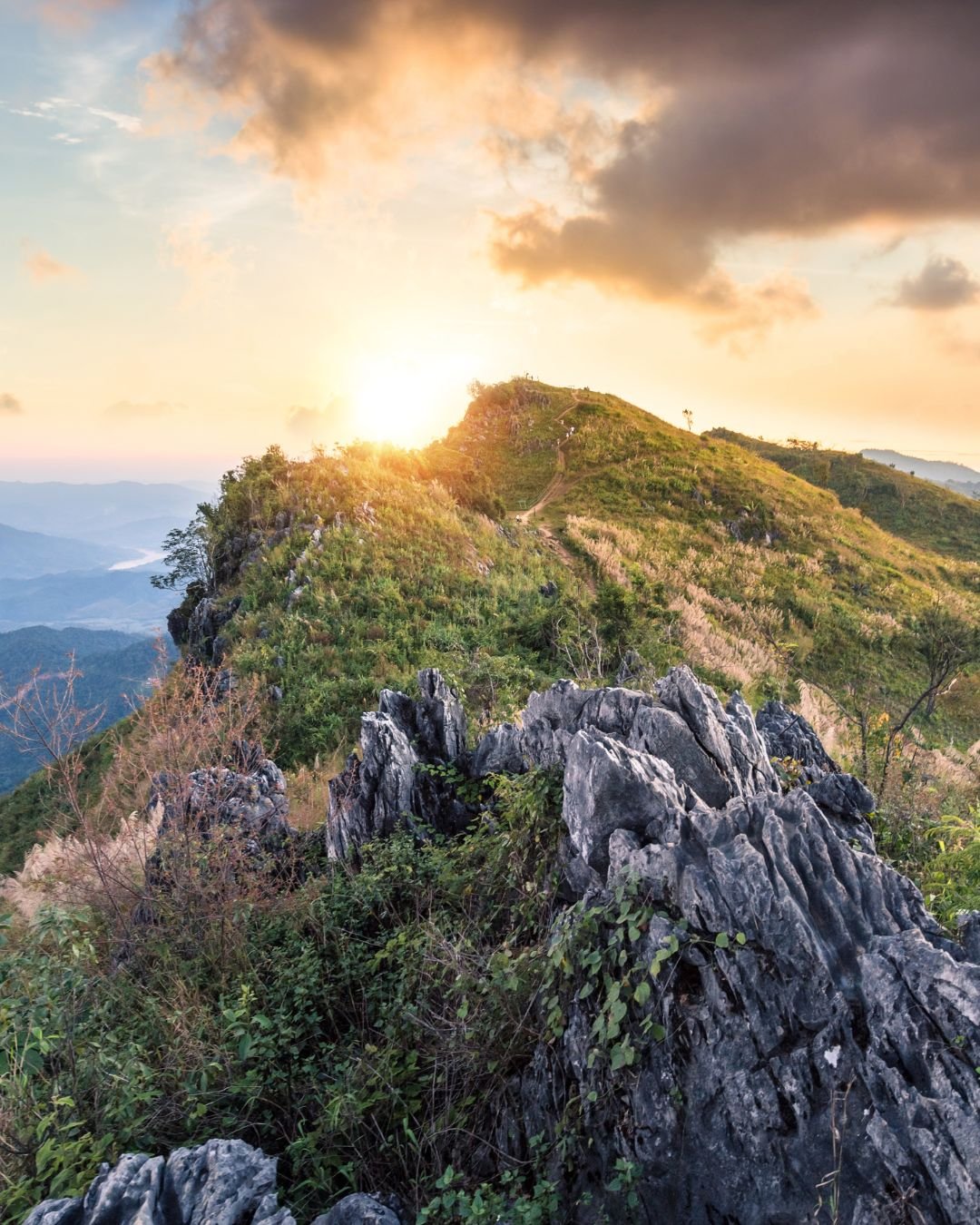 sun on mountain top