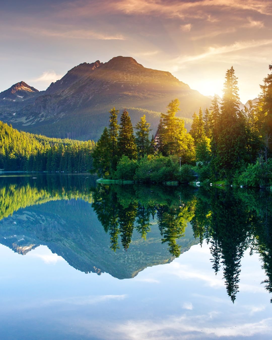 mountains and water and sun