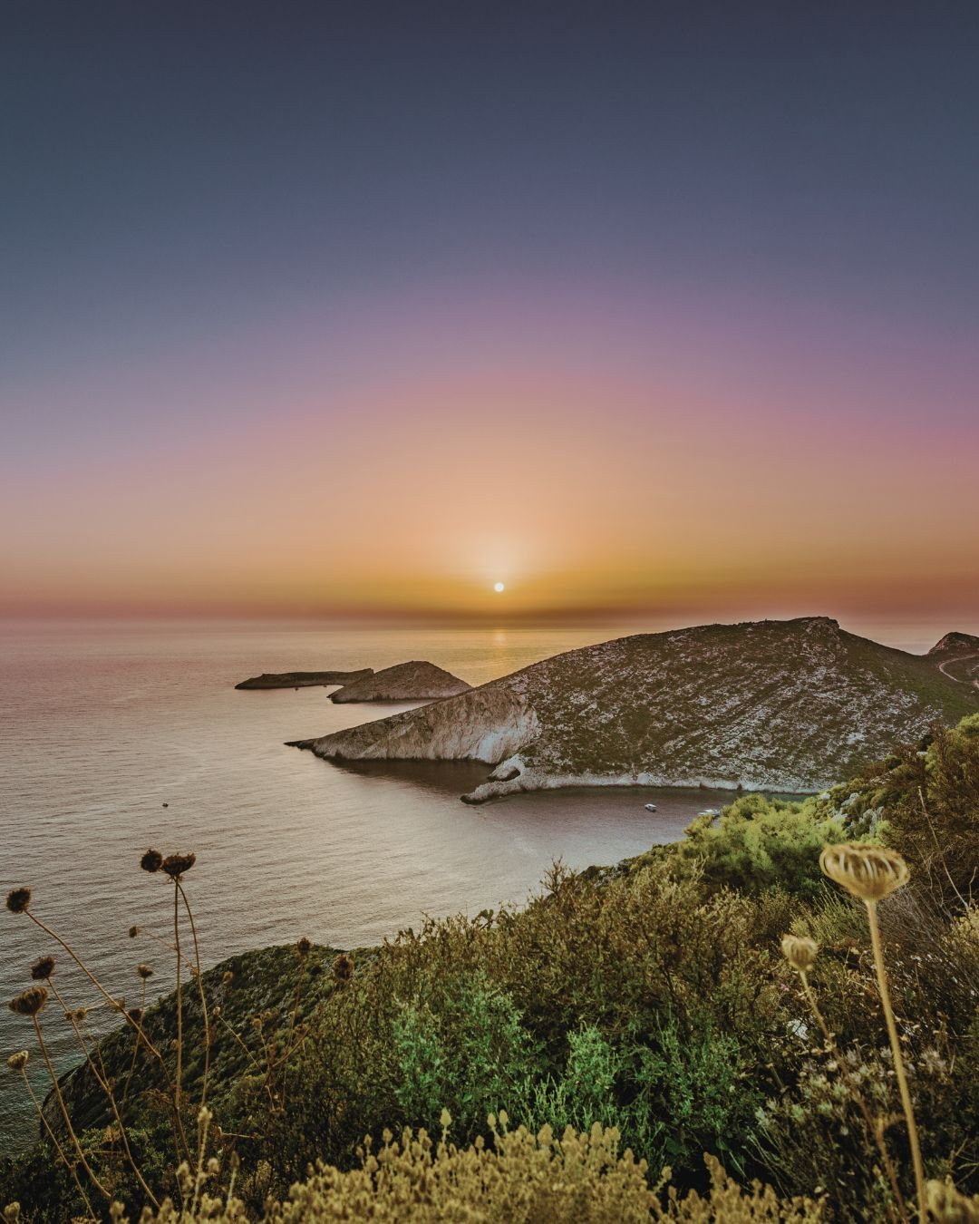 sunset over bay