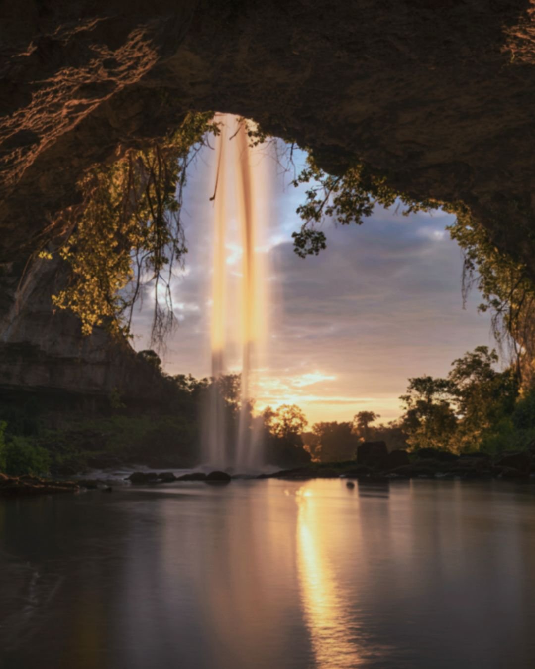 waterfall in cave
