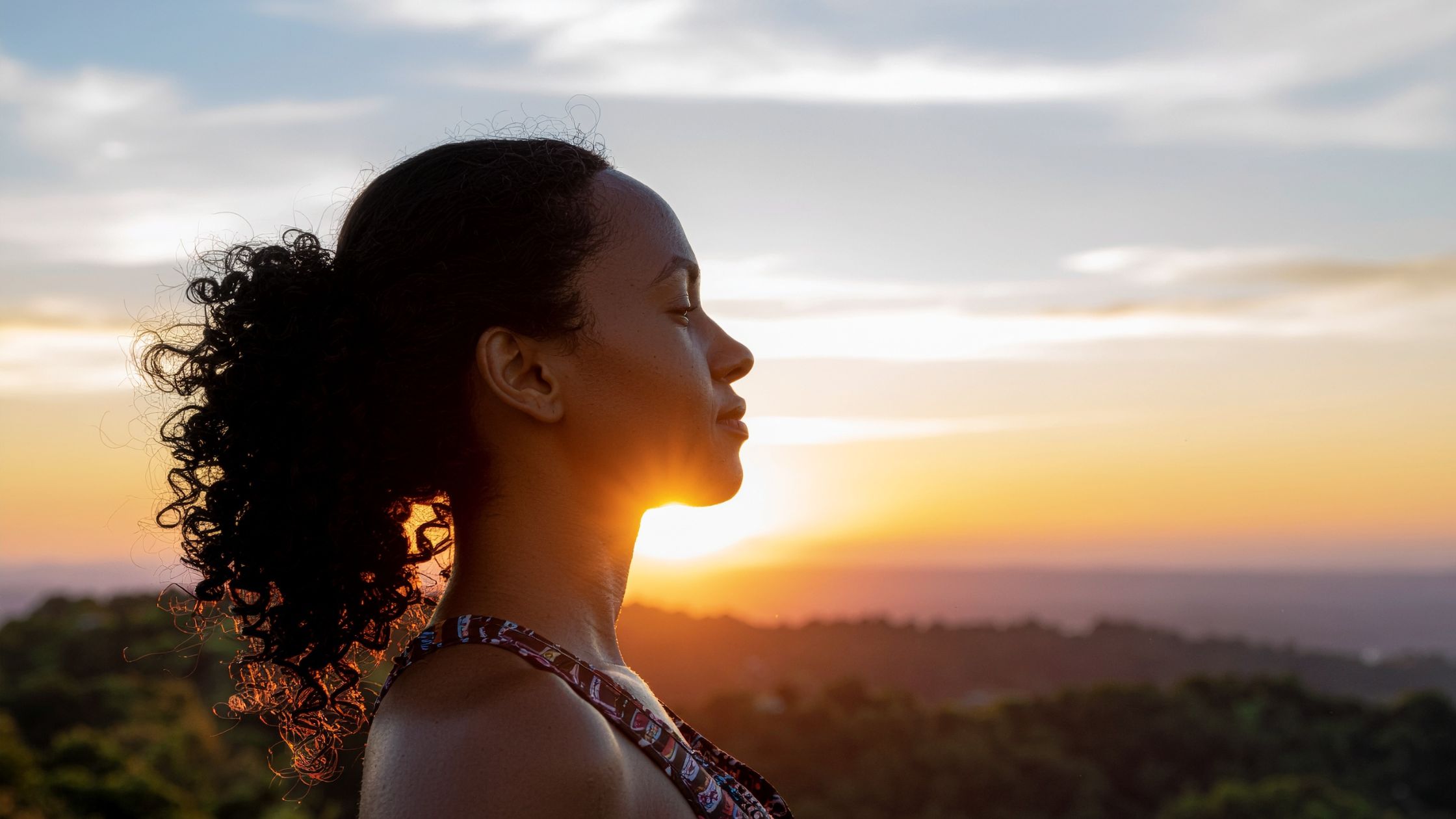 woman and sunrise