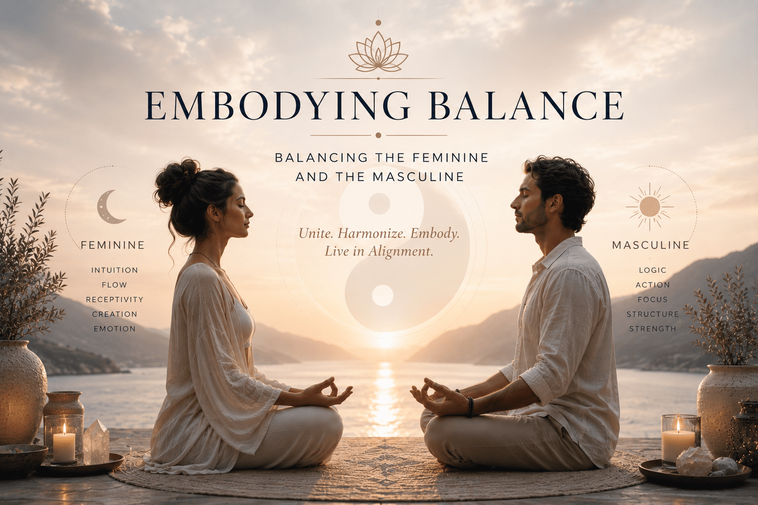 woman and man in meditation
