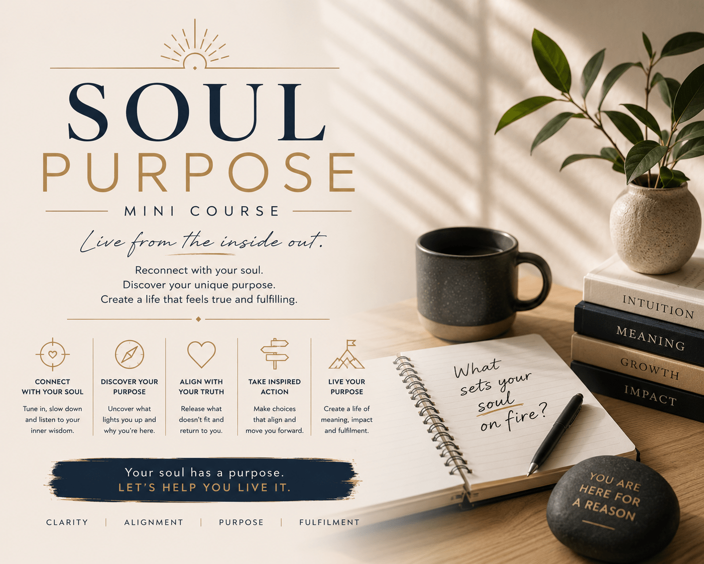 soul purpose desk with journal and pen
