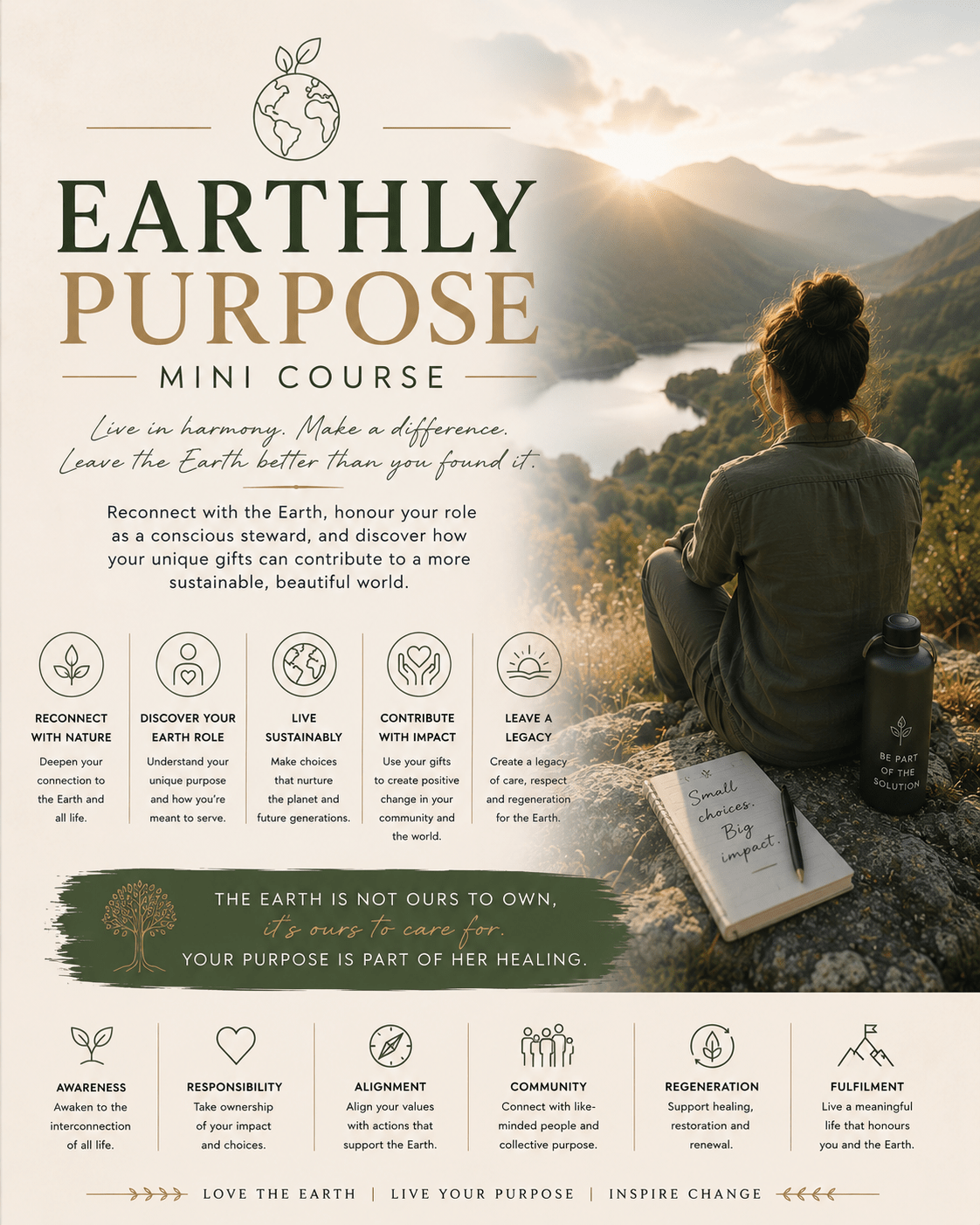 earthly purpose woman looking at view with journal