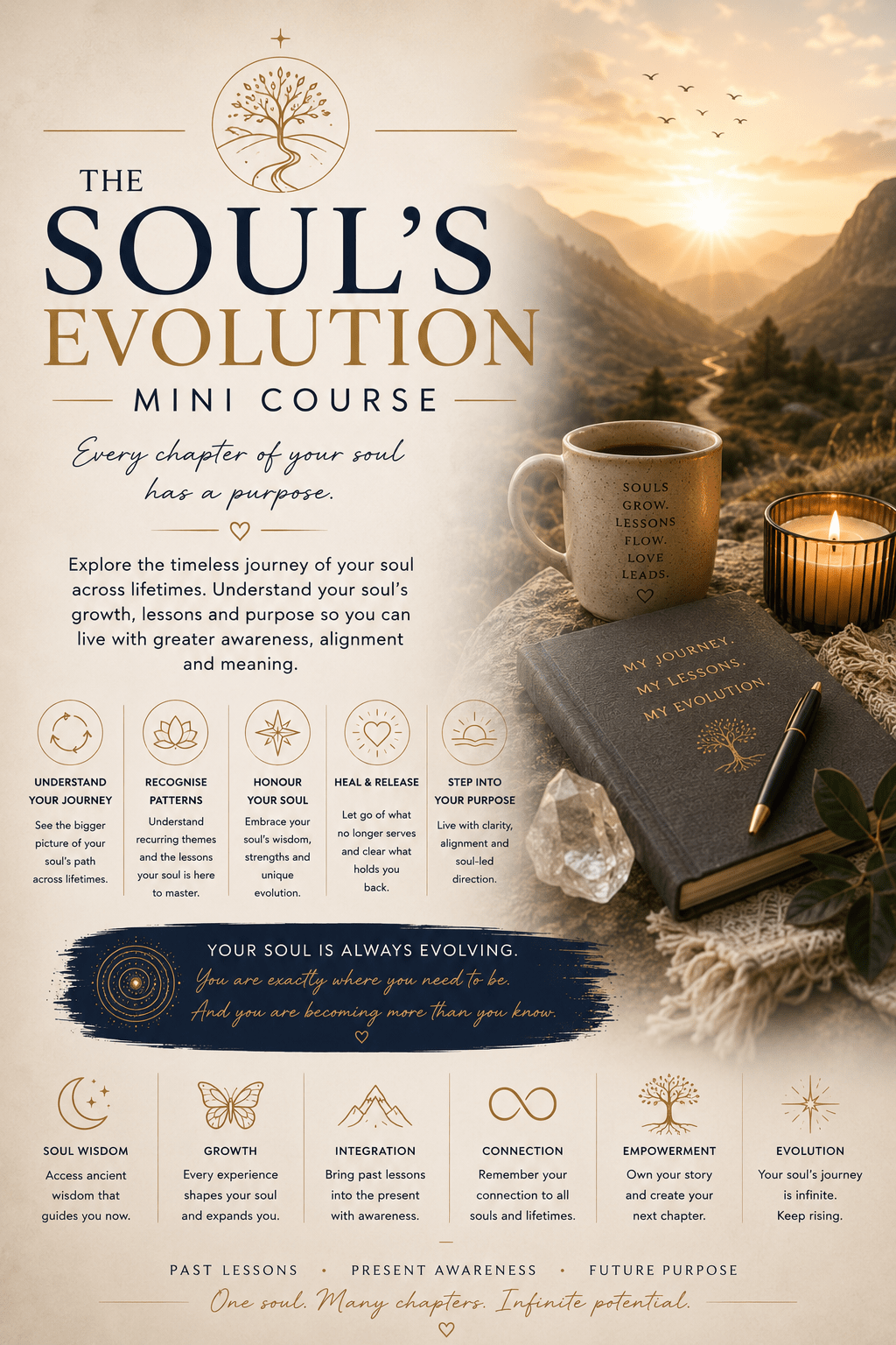 soul evolution journal with cup and candle