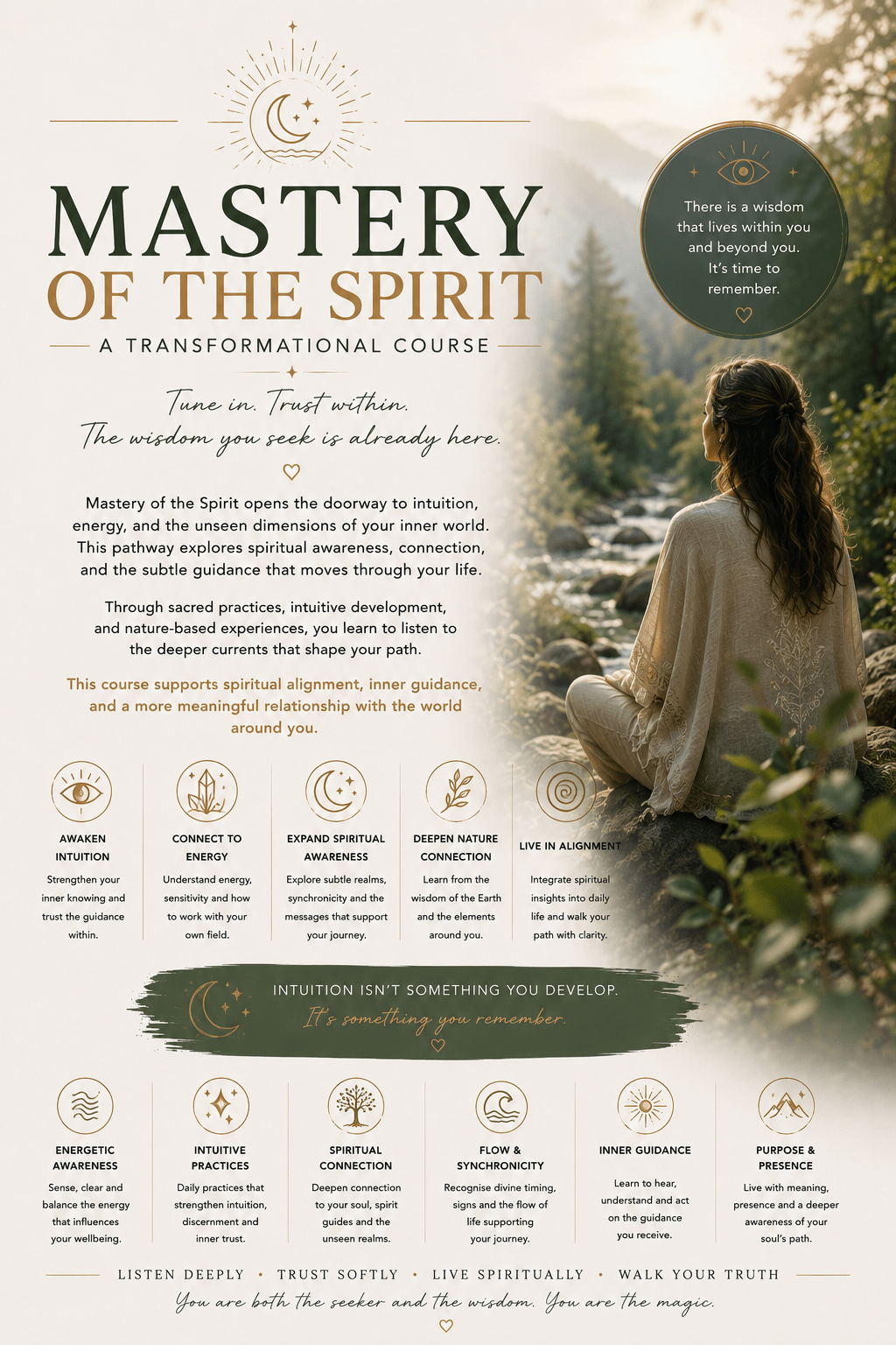 mastery of spirit woman sitting at stream