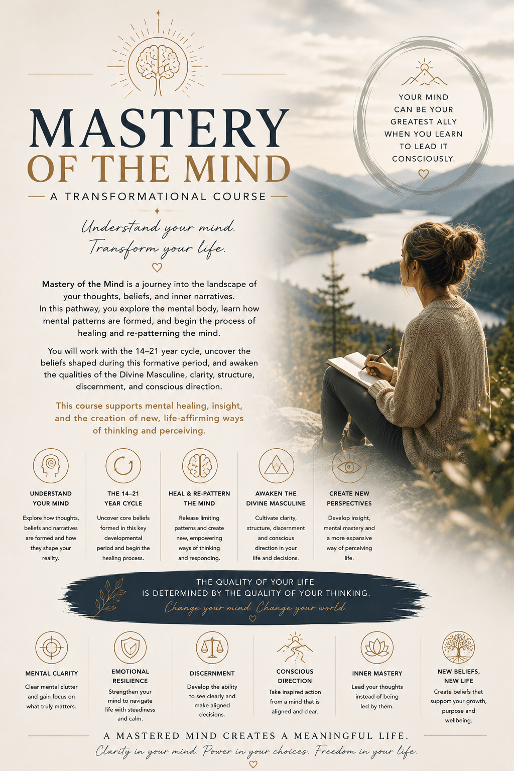 mastery mind woman sitting watching river