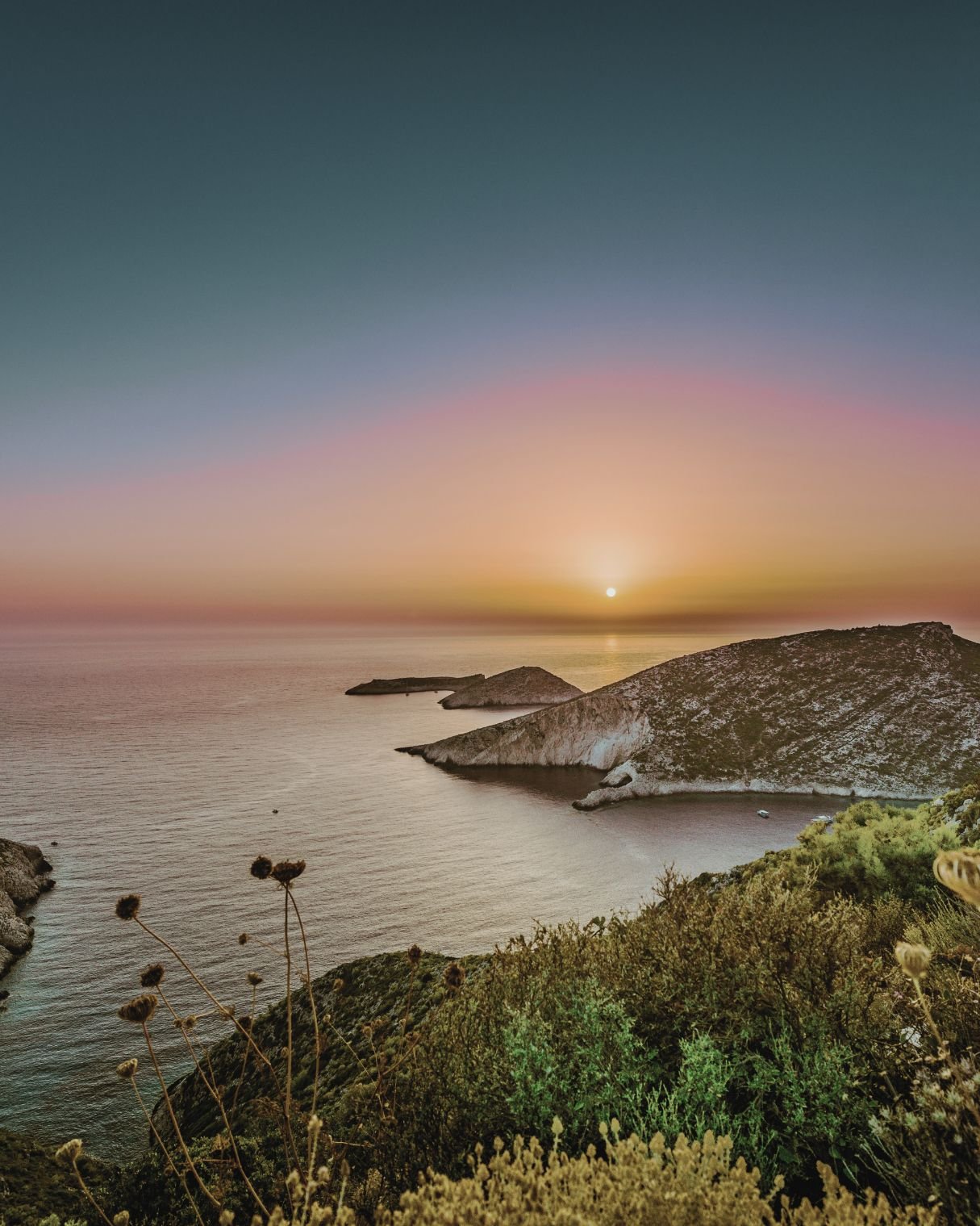 sunset over bay