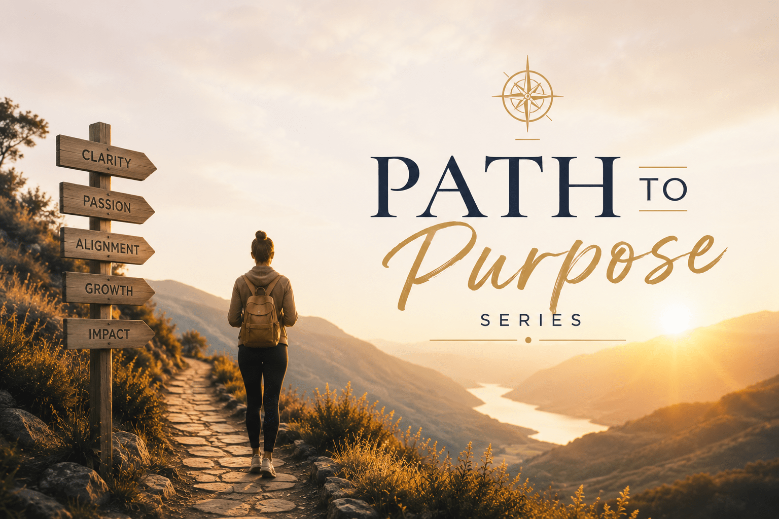 hero image with woman walking on a trail