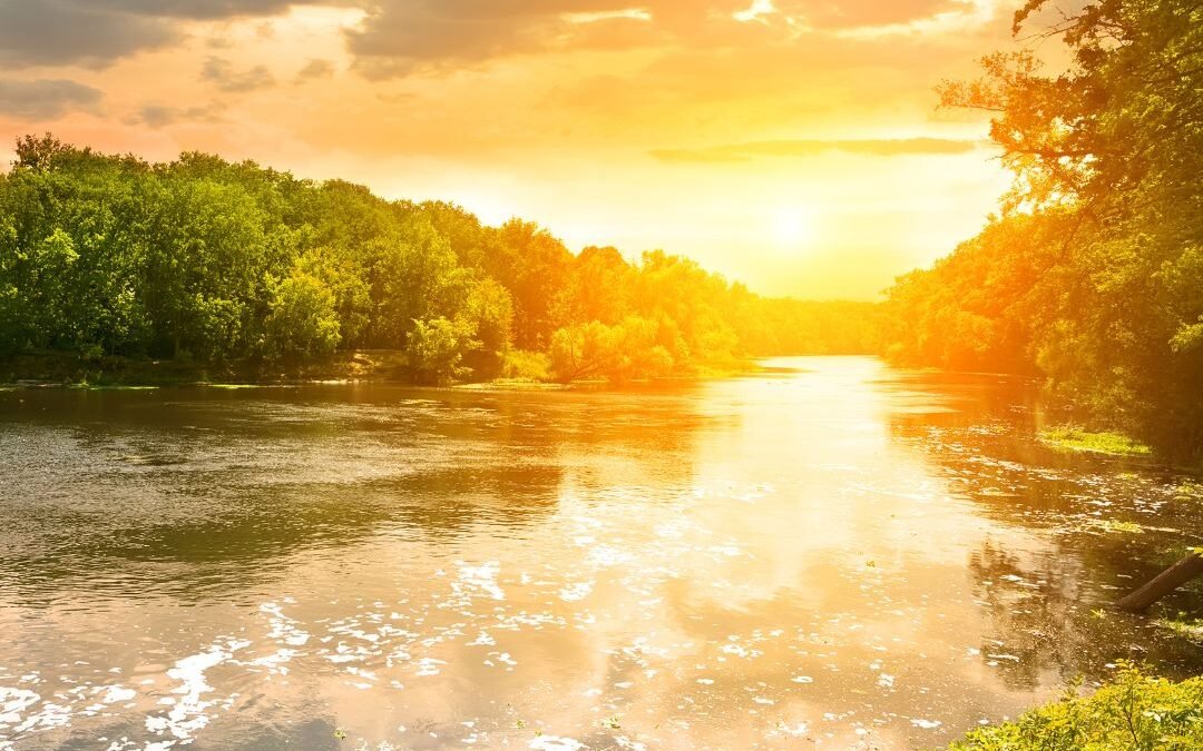 river and sun