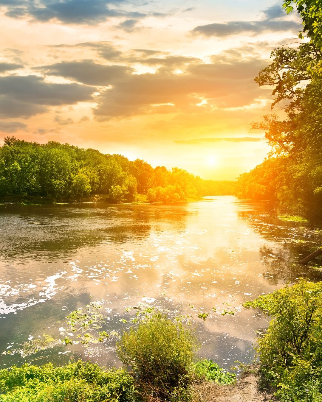 river and sun
