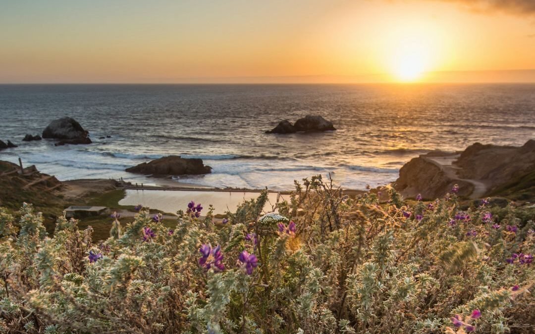 sun over ocean