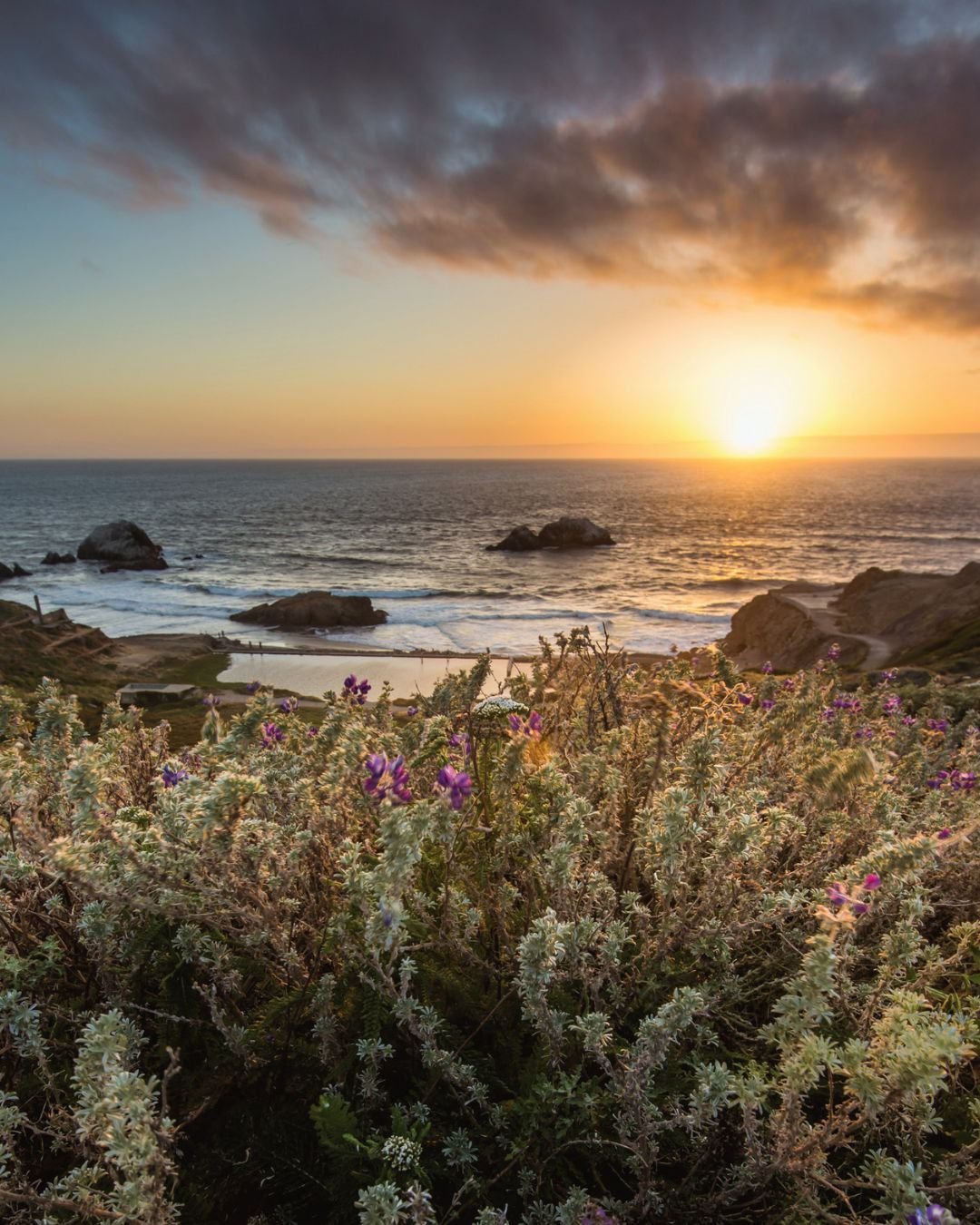 sun over ocean
