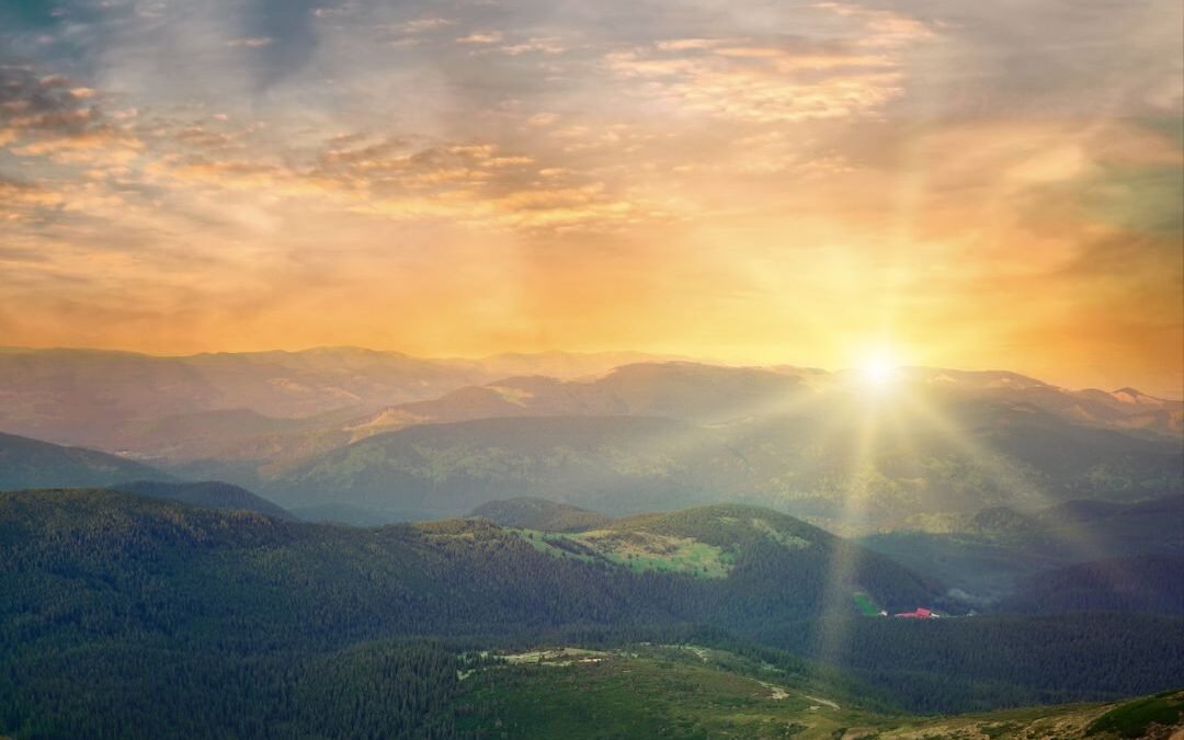 sun over valley