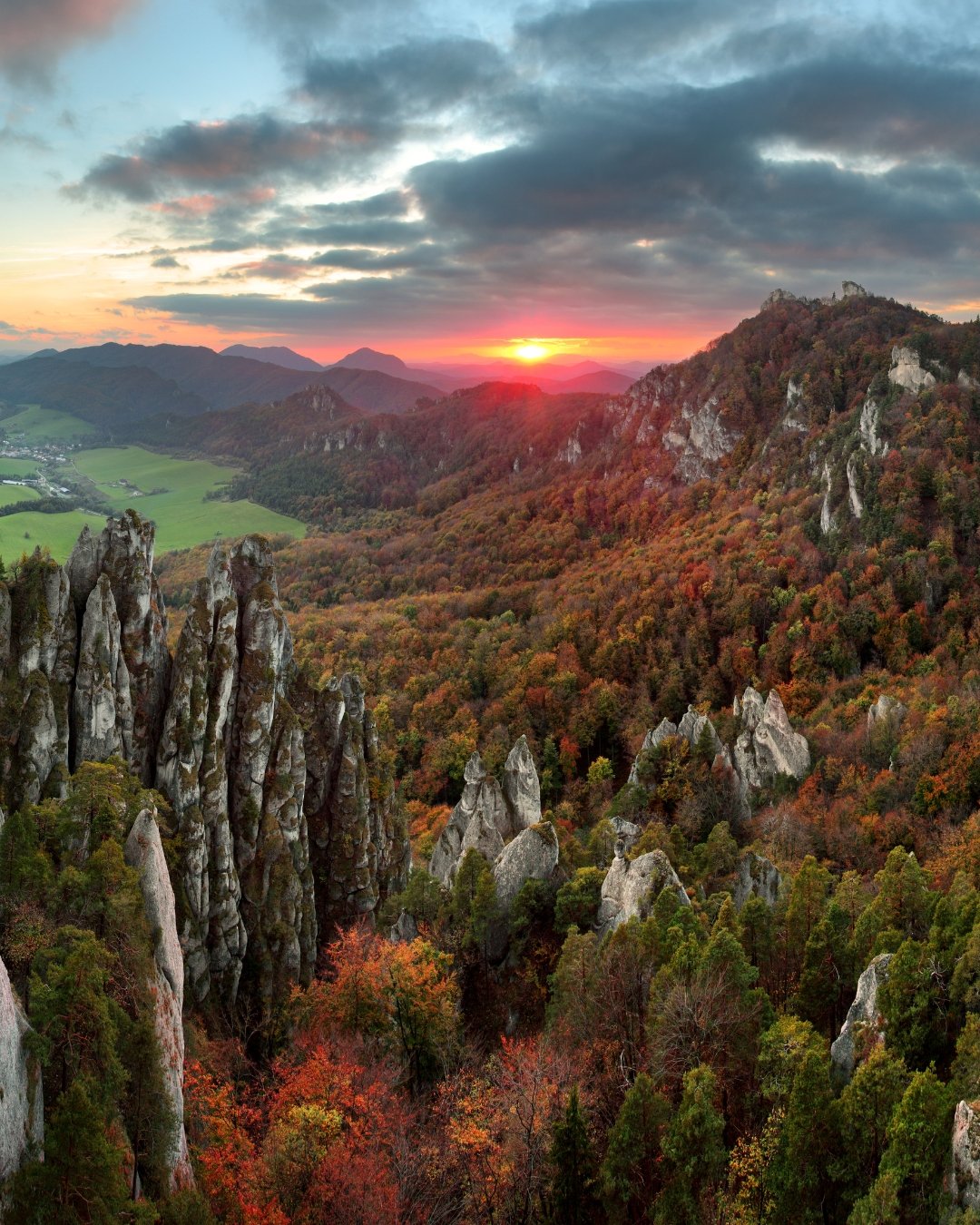 red sunset over moutains